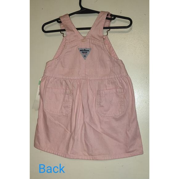 OshKosh Pink Pinstripe Denim Dress VESTBAK Overalls Jumper New NWT Tag Baby 18m - Picture 8 of 15